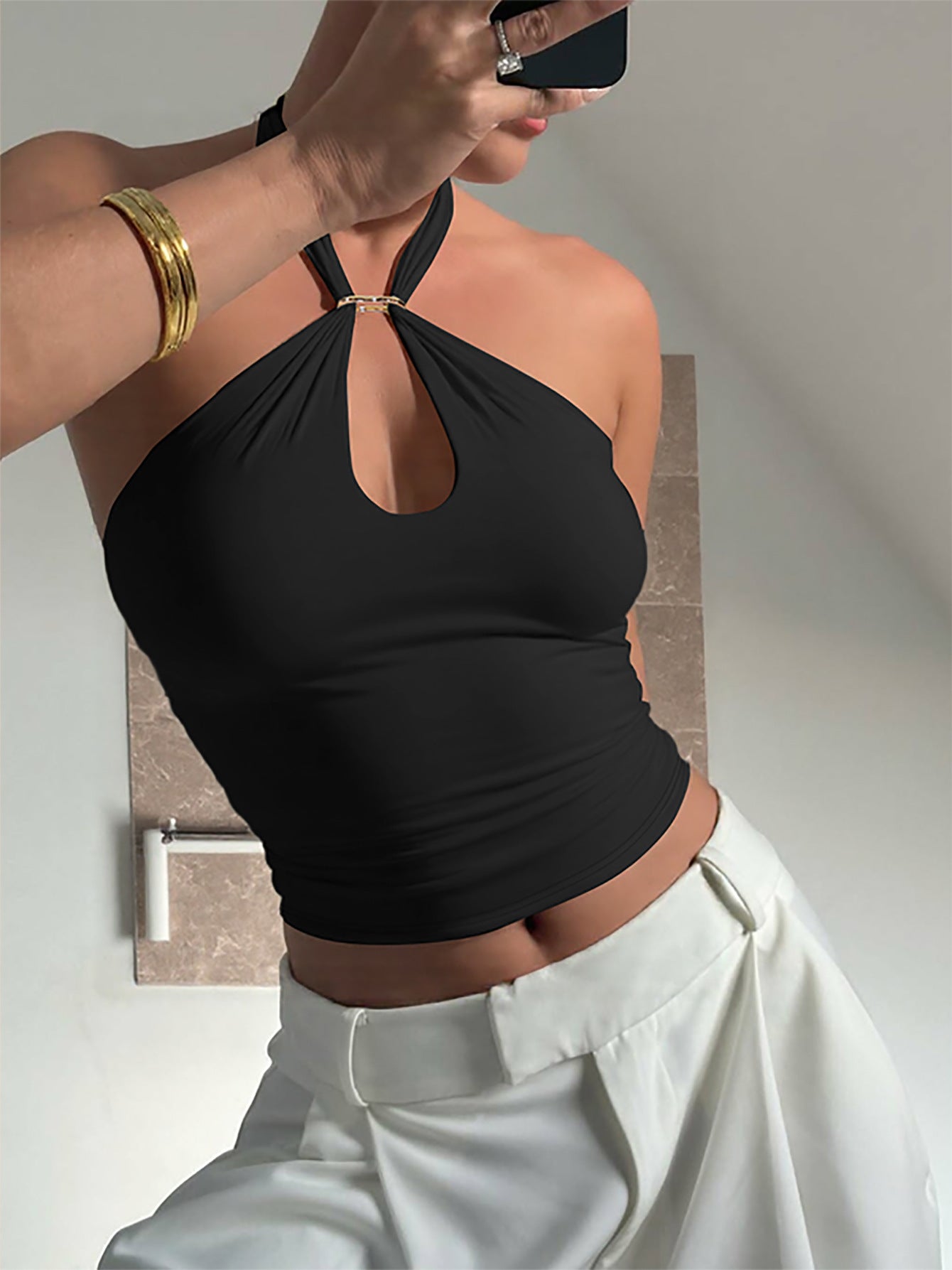 Womens Lace-Up Sleeveless Top